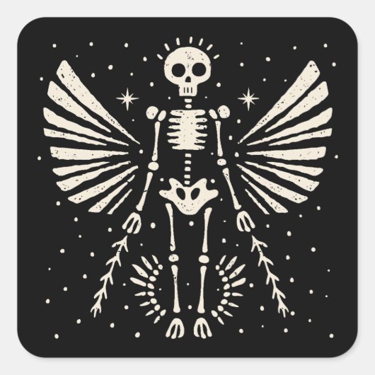 Angel skeleton Gothic Christmas Quadratischer Aufkleber (Vorderseite)