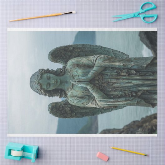 Angel Skulptur bedeckt in Patina Decoupage Seidenpapier (Basteln)