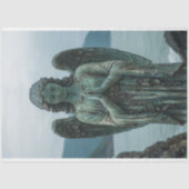 Angel Skulptur bedeckt in Patina Decoupage Seidenpapier (Vorderseite)