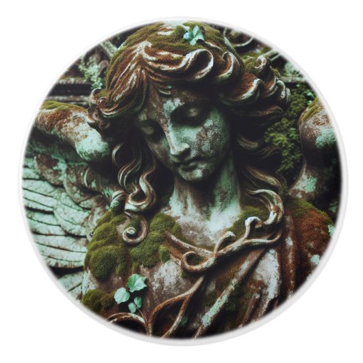Angel Skulptur in Patina Keramikknauf (Vorderseite)
