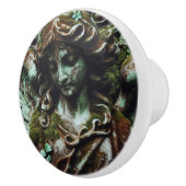 Angel Skulptur in Patina Keramikknauf (Rechts)