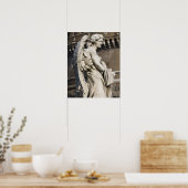 Angel-Skulptur mit Bekleidung und Würfeln auf Sant Poster (Küche)