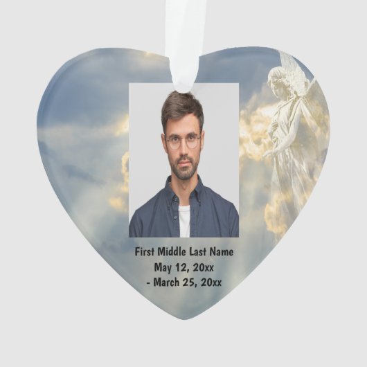 Angel Sky Clouds Dated Foto Custom Ornament (Rückseite)