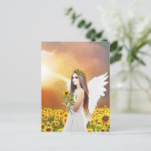 Angel Sonnenblumen Flügel Gelbe Herbst Schöne Kuns Postkarte (Stehend Vorderseite)