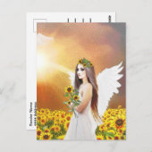 Angel Sonnenblumen Flügel Gelbe Herbst Schöne Kuns Postkarte (Vorne/Hinten)