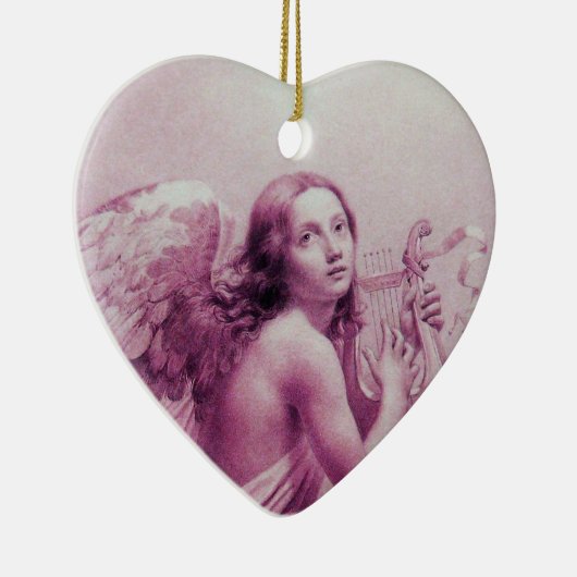 ANGEL SPIELEN LYRA ÜBER DAS KLOUDS Pink Heart Keramikornament (Rechts)