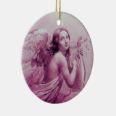 ANGEL SPIELEN LYRA ÜBER DEM KLOUDS Pink Keramik Ornament (Rechts)