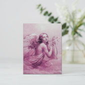 ANGEL SPIELEN LYRA ÜBER DEN KLIPPEN, antik rosa Postkarte (Stehend Vorderseite)