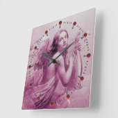 ANGEL SPIELEN LYRA ÜBER DIE KLEIDUNG Pink Fuchsia Quadratische Wanduhr (Winkel)