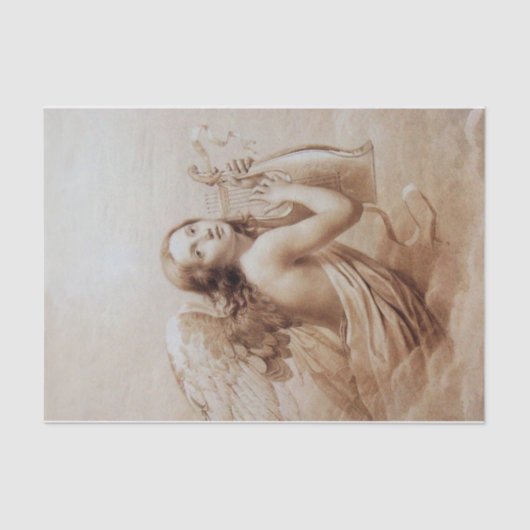 ANGEL SPIELEN LYRA ÜBER DIE KLOUDS Braune Sepia Seidenpapier (Vorderseite)