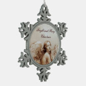 ANGEL SPIELEN LYRA ÜBER DIE KLOUDS Brown Schneeflocken Zinn-Ornament (Links)