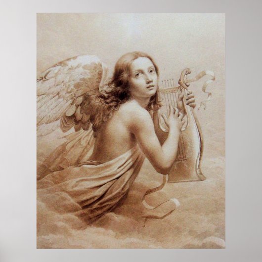 ANGEL SPIELEN LYRA ÜBER DIE KLOUDS Brown Sepia Poster (Vorne)