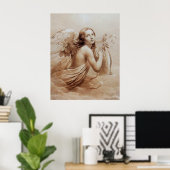 ANGEL SPIELEN LYRA ÜBER DIE KLOUDS Brown Sepia Poster (Heimbüro)