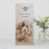 ANGEL SPIELEN LYRA ÜBER DIE KLOUDS, Monogramm Felt Einladung (Stehend Vorderseite)