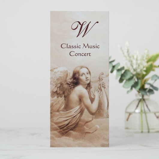 ANGEL SPIELEN LYRA ÜBER DIE KLOUDS, Monogramm Felt Einladung (Stehend Vorderseite)