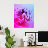 ANGEL SPIELEN LYRA ÜBER DIE KLOUDS Pink Blue Poster (Heimbüro)