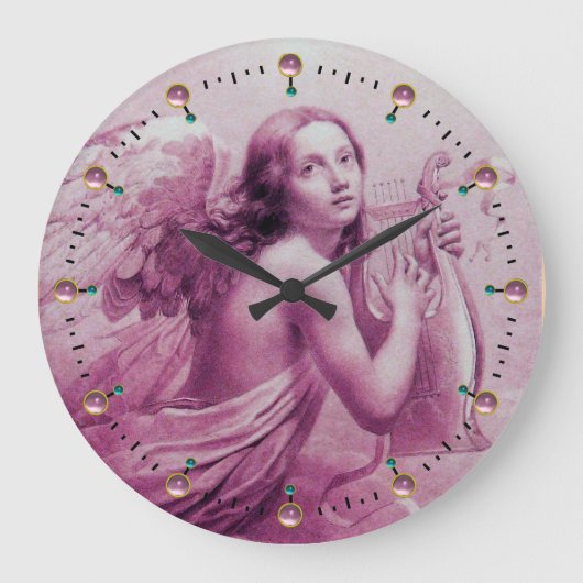 ANGEL SPIELEN LYRA ÜBER DIE KLOUDS Pink Große Wanduhr (Vorderseite)