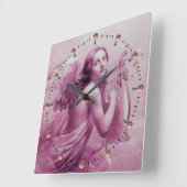 ANGEL SPIELEN LYRA ÜBER DIE KLOUDS Pink Quadratische Wanduhr (Winkel)