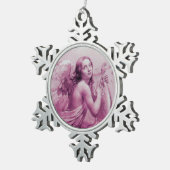 ANGEL SPIELEN LYRA ÜBER DIE KLOUDS Pink Schneeflocken Zinn-Ornament (Rechts)