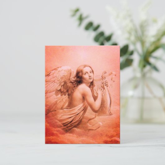 ANGEL SPIELEN LYRA ÜBER DIE KLOUDS Red Hues Postkarte (Stehend Vorderseite)