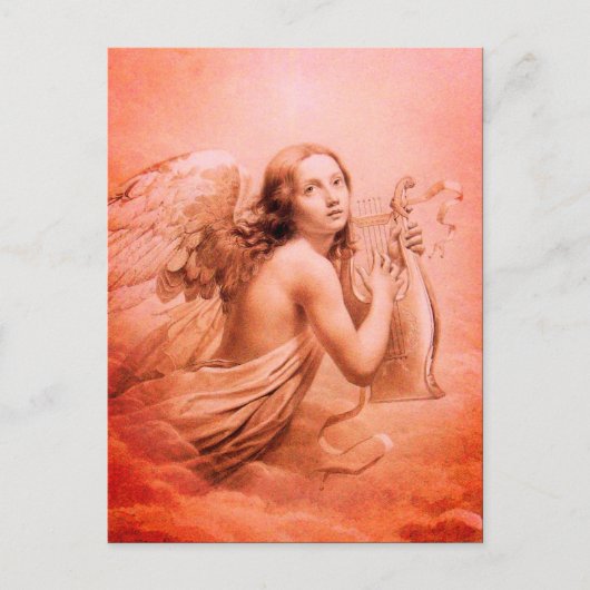 ANGEL SPIELEN LYRA ÜBER DIE KLOUDS Red Hues Postkarte (Vorderseite)