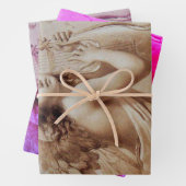 ANGEL SPIELEN LYRA ÜBER DIE KLOUTEN Braunrosa Geschenkpapier Set (Beispiel)