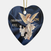 Angel spielen Trumpet Blue Heart Gestapelte Weihna Keramik Ornament (Links)