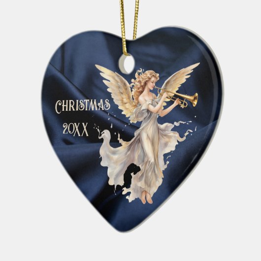 Angel spielen Trumpet Blue Heart Gestapelte Weihna Keramik Ornament (Links)