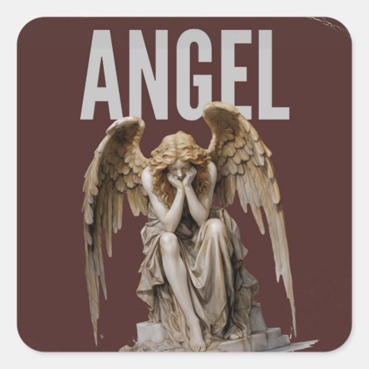 Angel Statue Kiss-Cut Vinyl Decal Quadratischer Aufkleber (Vorderseite)