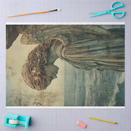 Angel Statue mit Patina Decoupage Seidenpapier (Basteln)