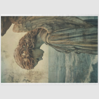 Angel Statue mit Patina Decoupage Seidenpapier