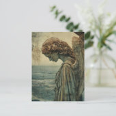 Angel Statue mit Patina Postkarte (Stehend Vorderseite)