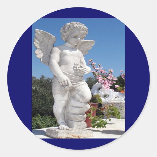 Angel Statue Runder Aufkleber (Vorderseite)