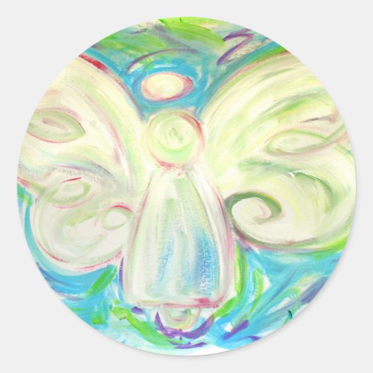 Angel-Sticker Runder Aufkleber (Vorderseite)