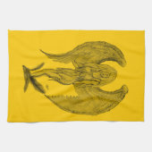 Angel , Stift Art , gelb schwarz Design Geschirrtuch (Horizontal)
