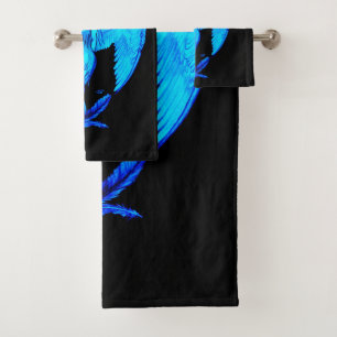 Angel , Stift Kunst , blau schwarz Design Badhandtuch Set