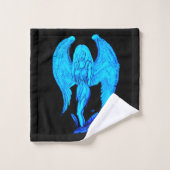 Angel , Stift Kunst , blau schwarz Design Badhandtuch Set (Waschlappen)