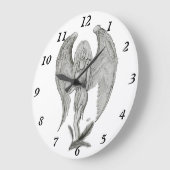 Angel , Stifterkunst , Schwarz-Weiß-Design Große Wanduhr (Winkel)
