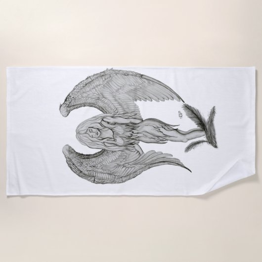 Angel , Stifterkunst , Schwarz-Weiß-Design Strandtuch (Vorderseite)