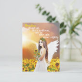 Angel Sunflower Stand Tall Quote Individuelle Name Postkarte (Stehend Vorderseite)