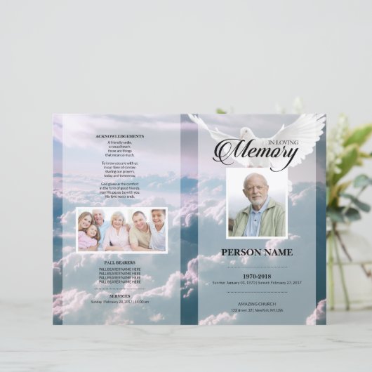 Angel-Taube-Beerdigungsvorlage (Stehend Vorderseite)