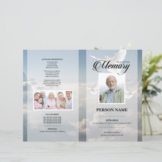 Angel-Taube-Beerdigungsvorlage (Stehend Vorderseite)