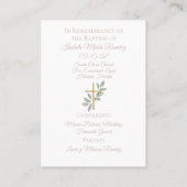 Angel Taufe beten Kindererinnerungskarte Visitenkarte (Rückseite)