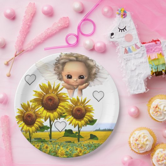 Angel-Teller für Sonnenblumen Pappteller (Party)