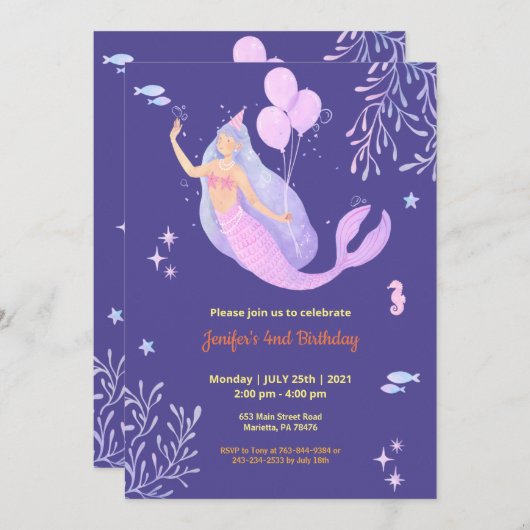 Angel Theme elegant Geburtstag Einladung (Vorne/Hinten)