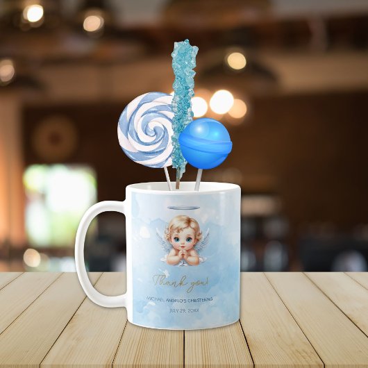 Angel-Themed Dankeschön Tasse für Baby Boy Baptiss