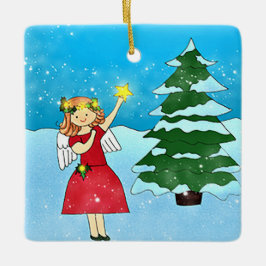 Angel Tree Star Keramik Ornament