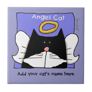 Angel Tuxedo Cat Personalize Fliese