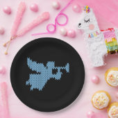 Angel Ugly Weihnachtssüßchen Knitting Blau Pappteller (Party)