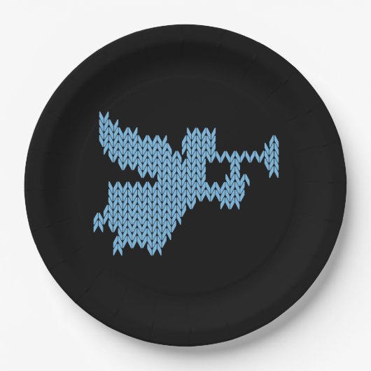 Angel Ugly Weihnachtssüßchen Knitting Blau Pappteller (Vorderseite)